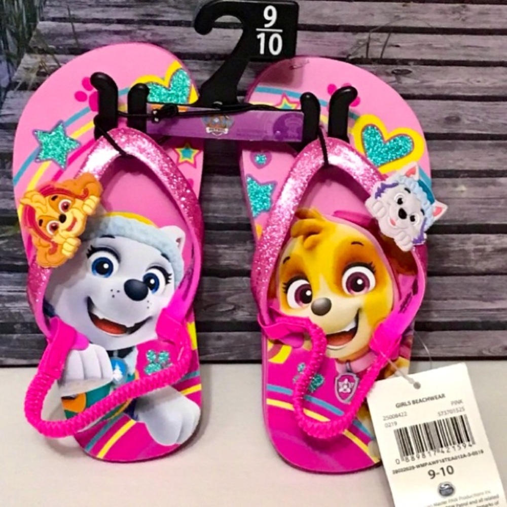 NWT PAW PATROL Skye & Everest Flip Flops Toddler S 5-6/ M 7-8/ L 9-10/ XL 11-12